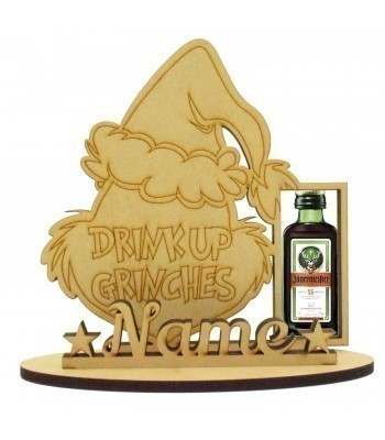 6mm 'Drink Up Grinches' Jagermeister Miniature Christmas Holder on a Stand - Stand Options